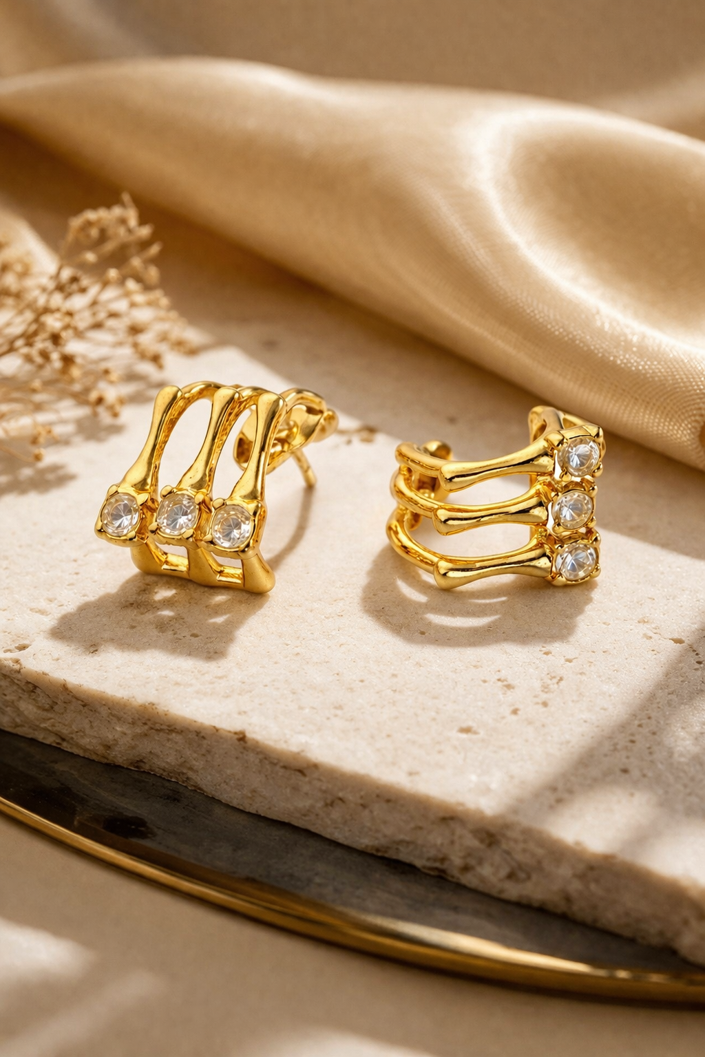 Triple Spiral Crystal Studs