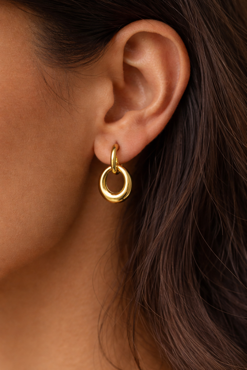 Gold Hoop Drop Earring