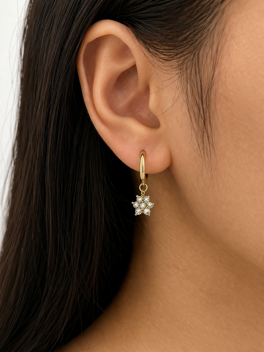 Flower Hoop Drop Earring