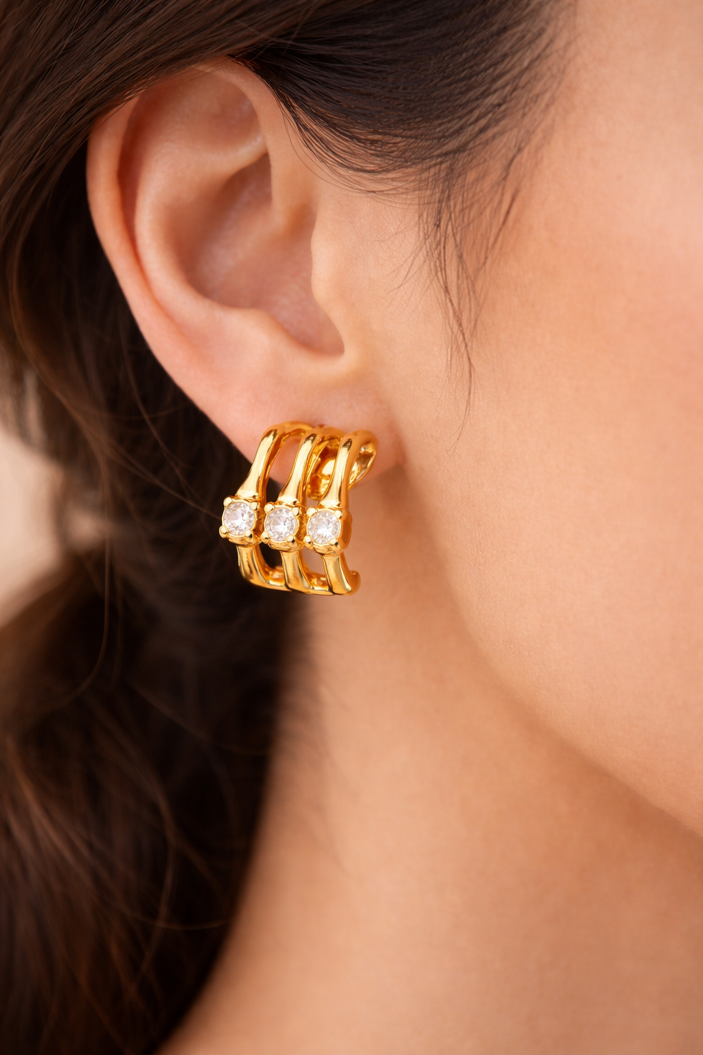 Triple Spiral Crystal Studs