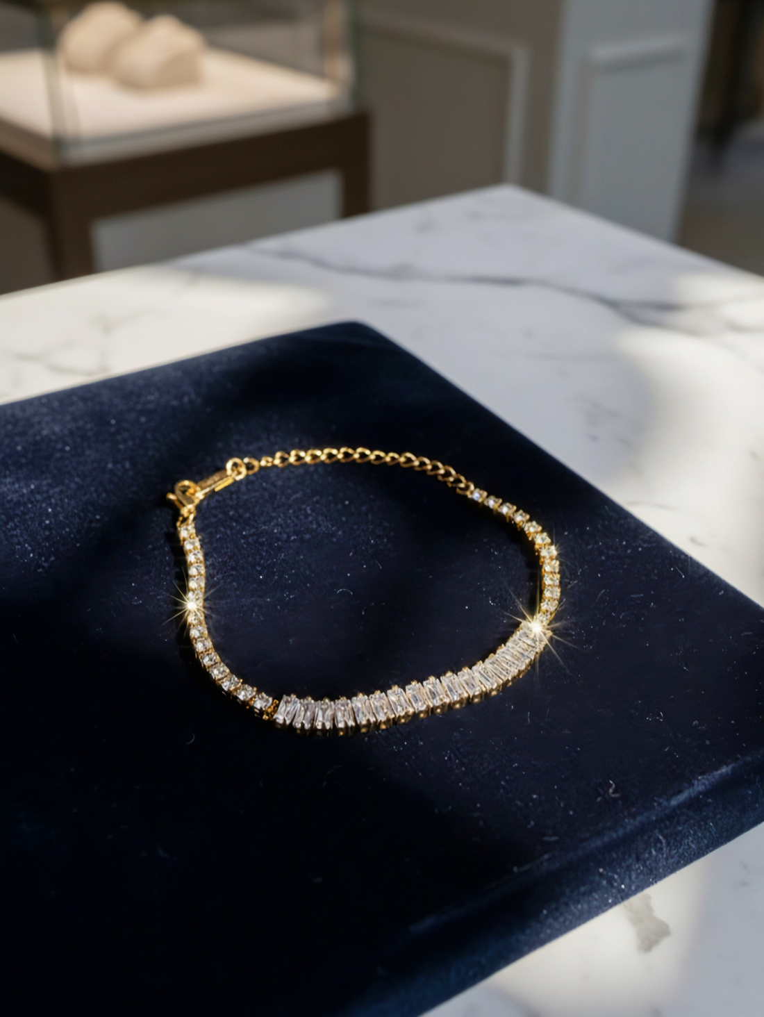 Gold Plated American Diamond Tennis Bracelet