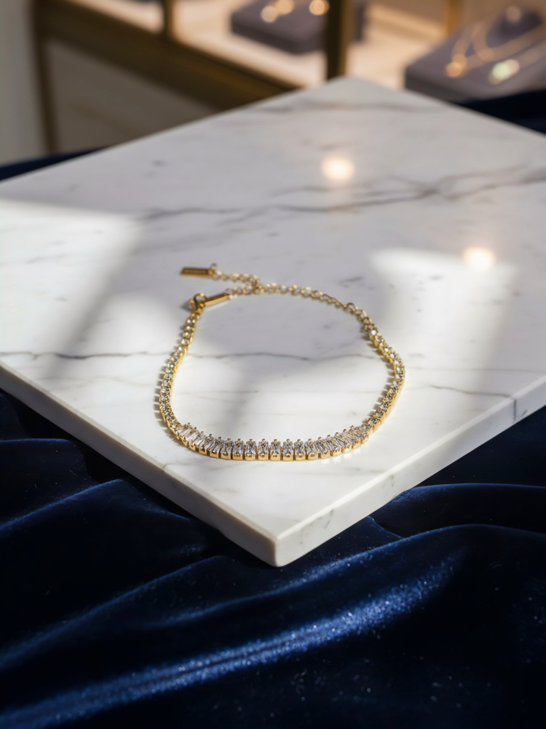 Gold Plated American Diamond Tennis Bracelet