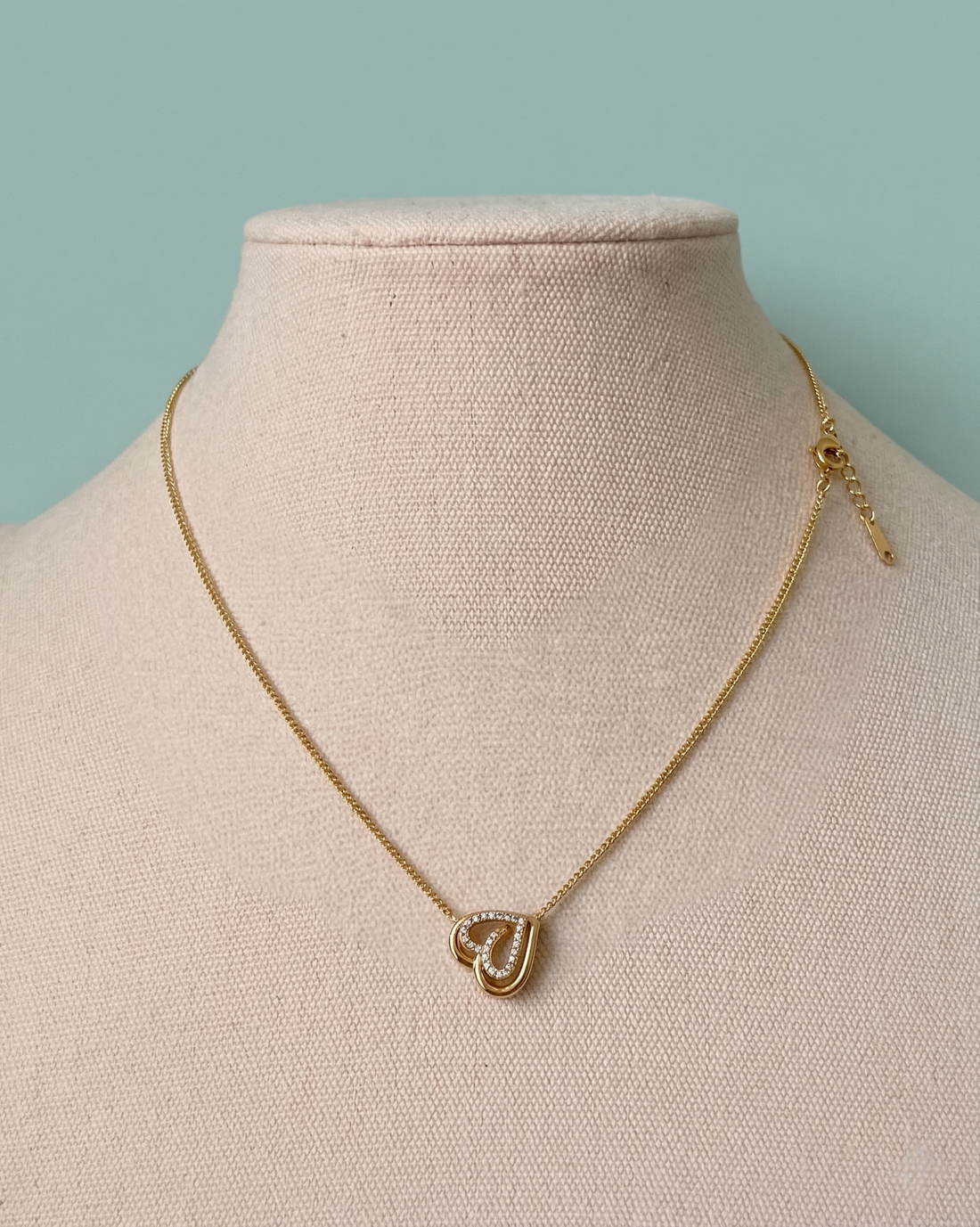 Golden Heart Duo Pendant Necklace